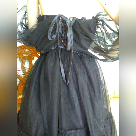 BNWOT BOUTIQUE GOTHIC DRESS TULLE / VERY VERY WIDE BOTTOM CORSET TOP(AMAZING) LG - Picture 4 of 15